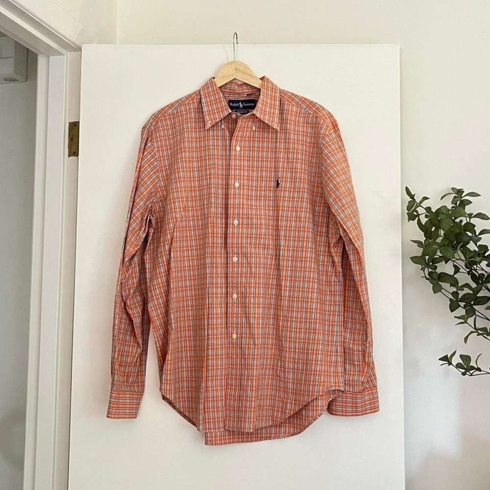 Vintage Ralph Lauren Classic Fit Orange Plaid Shirt